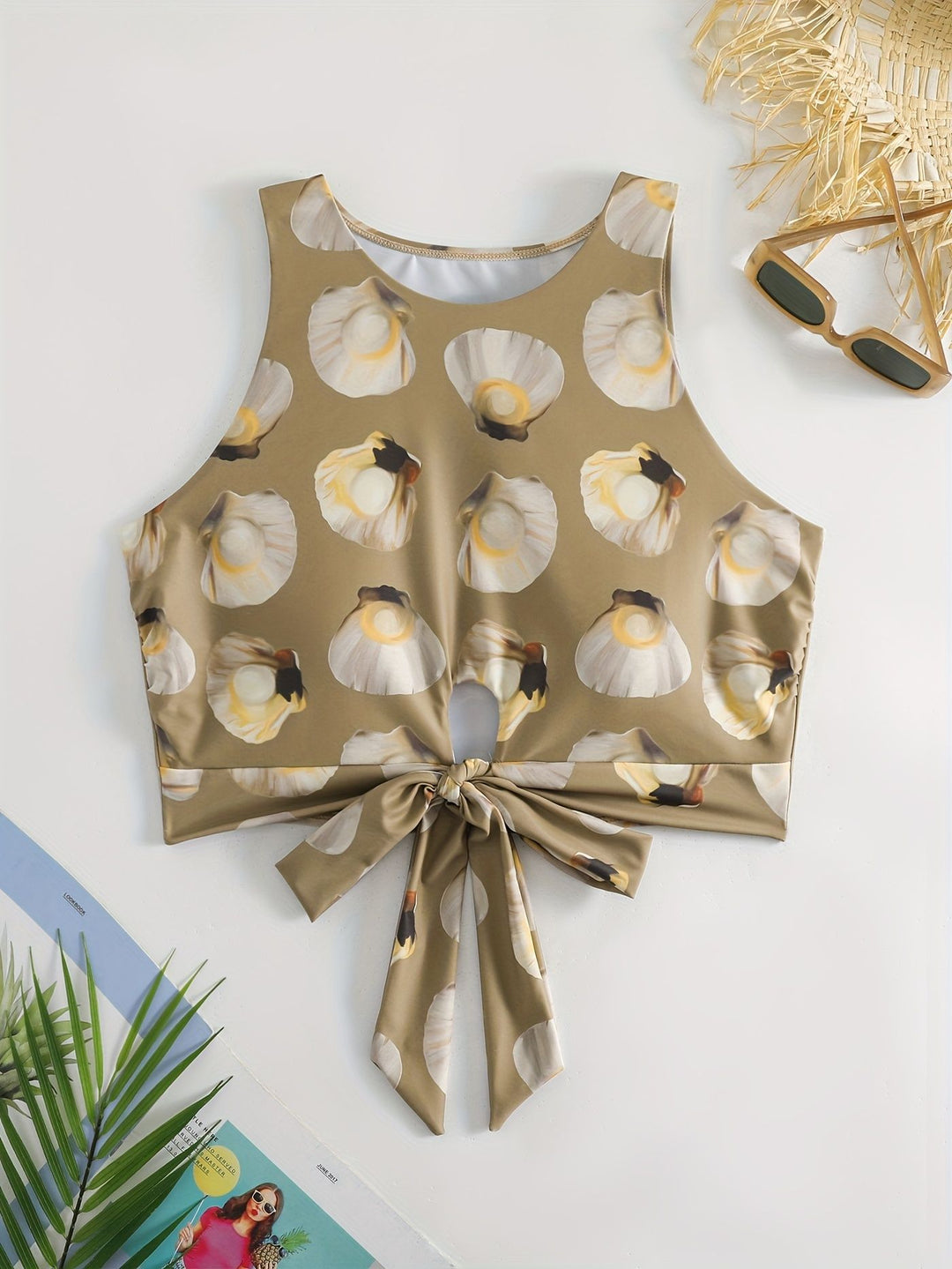 Damen Crop-Top mit modischem Knoten-Design R&B