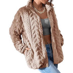 Damen Kuschel-Fleecejacke mit Oversized-Schnitt und Stehkragen R&B