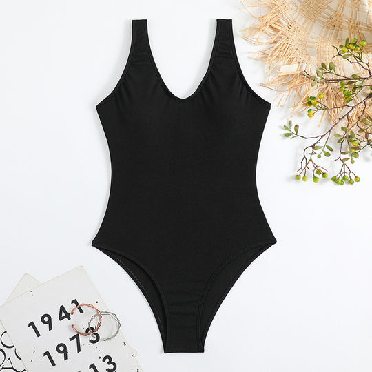 Damen Einteiler Badeanzug mit elegantem V-Ausschnitt und figurformendem Schnitt R&B