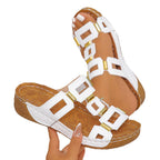 Damen Komfortable Plateau-Sandalen mit modischen Riemen und dekorativen Akzenten R&B