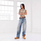 Damen Weite Vintage Denim-Jeans