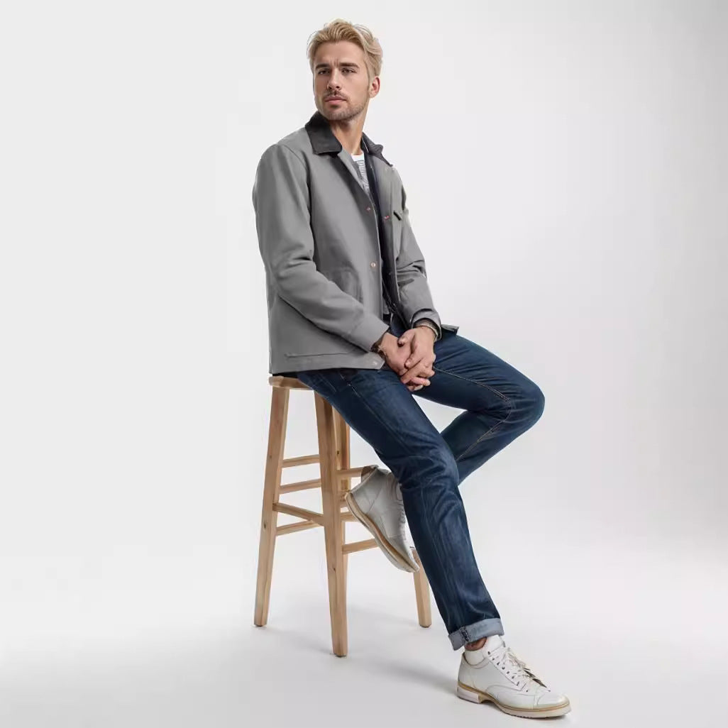 Herren lässige Baumwolljacke im Worker-Stil R&B
