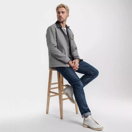 Herren lässige Baumwolljacke im Worker-Stil R&B