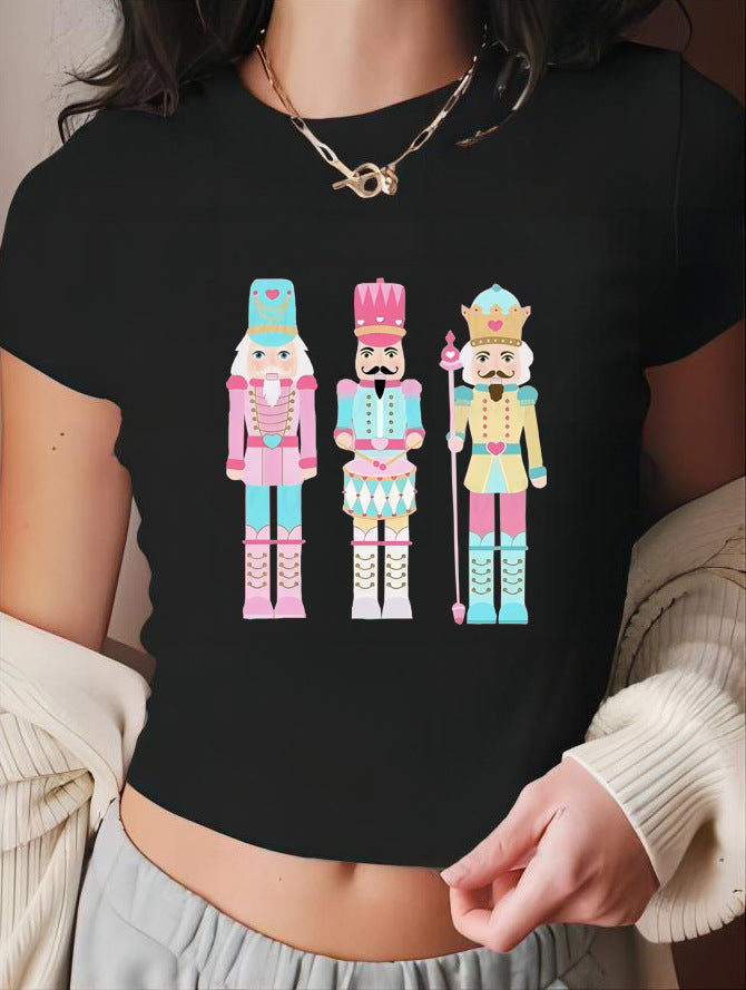 Damen T-Shirt mit künstlerischem Statement-Print und figurbetontem Schnitt R&B