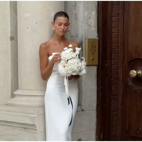 Damen Trägerloses Maxi-Kleid mit elegantem Schleifendetail R&B
