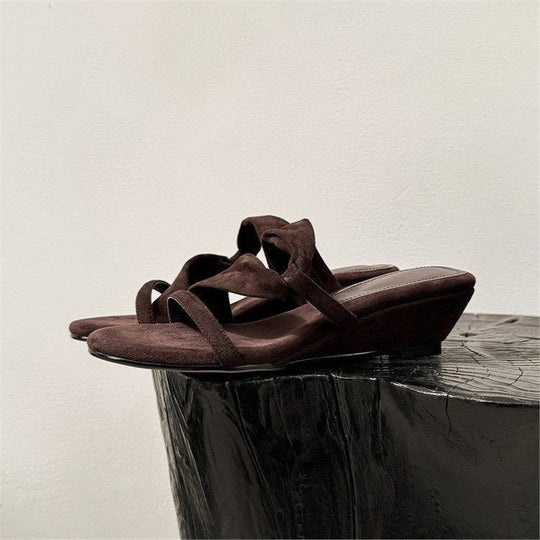 Damen elegante Sommer-Sandalen mit raffinierten Riemen und Schleifenakzent R&B