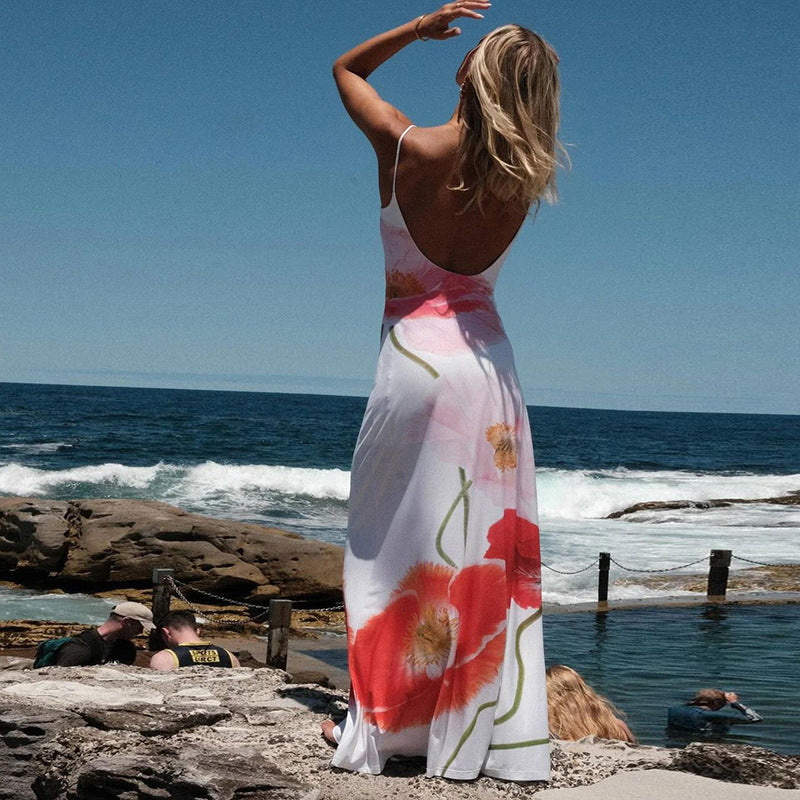 Damen Maxi Kleid mit floralem Print und spaghetti-Trägern R&B