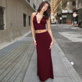 Damen Elegantes Zwei-Teiliges Set aus Crop-Top und Maxirock R&B
