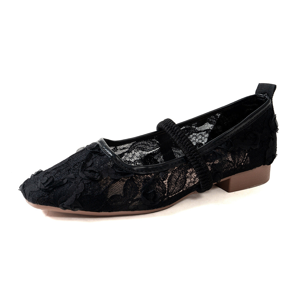 Damen eleganter Ballerina mit floralem Spitzenoberteil R&B