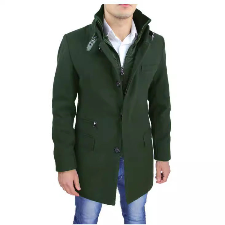 Herren stylischer und funktioneller Übergangs-Mantel mit abnehmbarer Innenjacke R&B