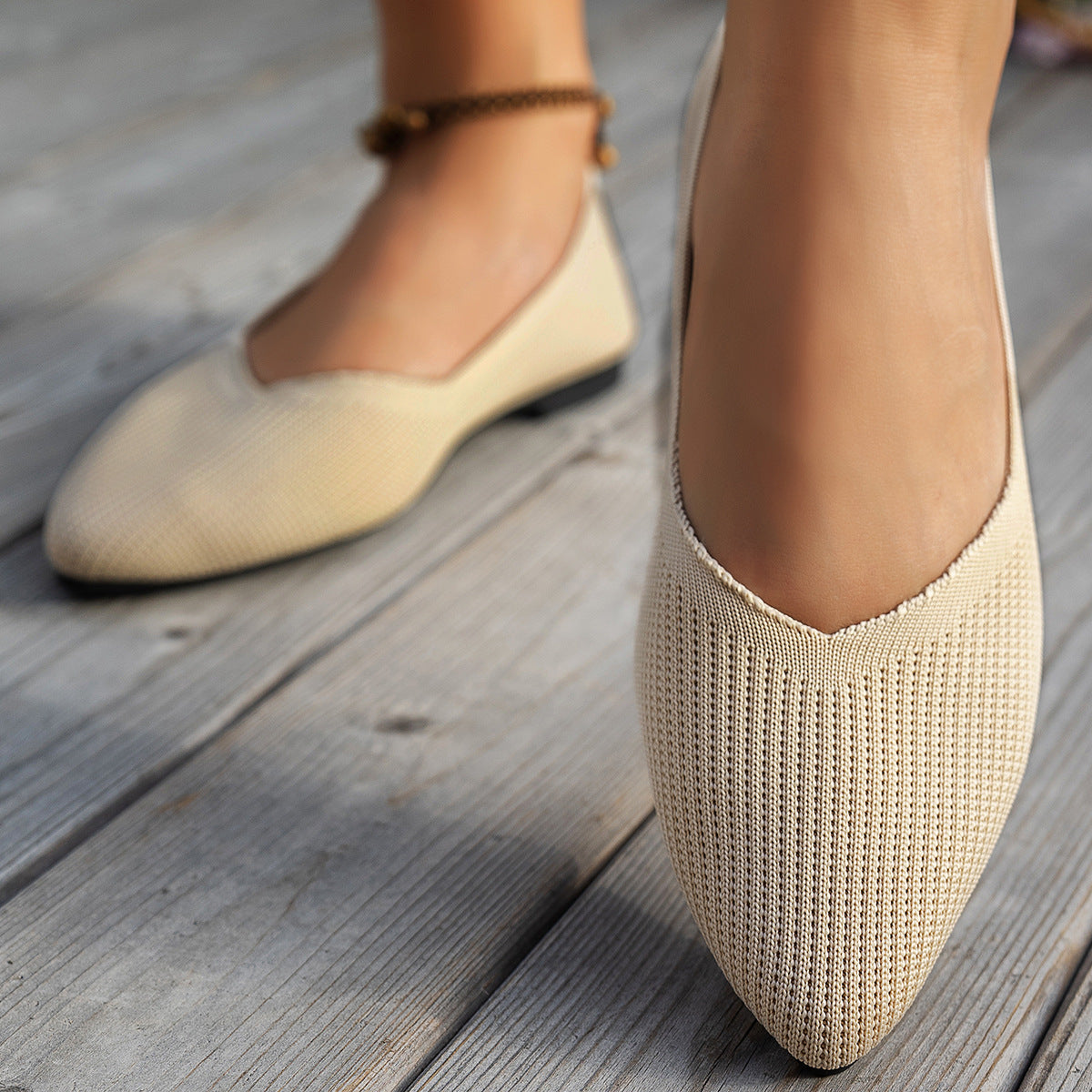 Damen Ballerinas mit kreativem Hahnentrittmuster und flexiblem Fußbett R&B