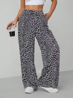 Damen Relaxed Fit Leopardenmuster Palazzo-Hose R&B