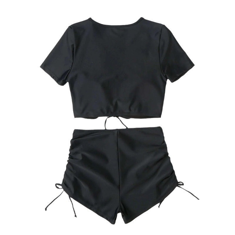 Damen Sportliches Crop-Top und Hochtaillierte Shorts R&B