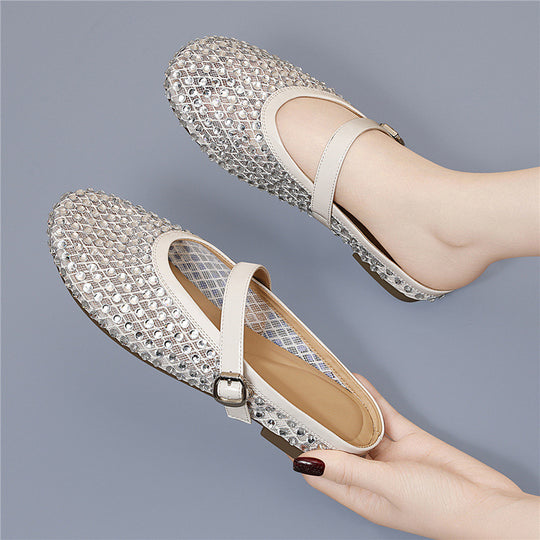 Damen Elegante Mokkassins mit funkelndem Schmuckdetail R&B