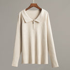 Damen Gemütlicher Feinstrickpullover mit Kängurutasche und Kragen R&B
