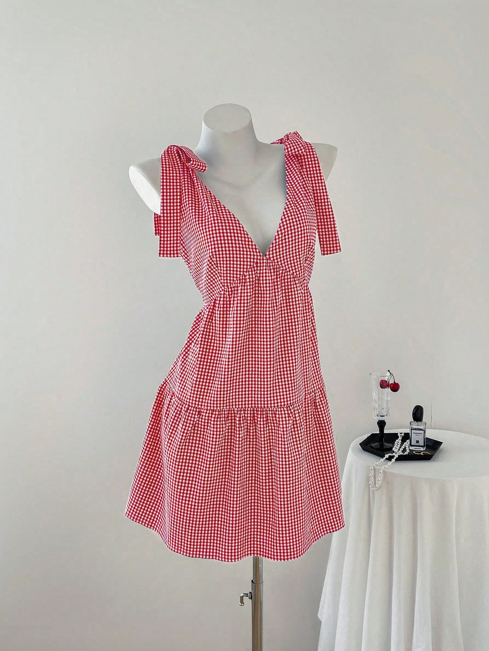 Damen Sommerkleid mit Rüschendetails und verstellbaren Trägern R&B