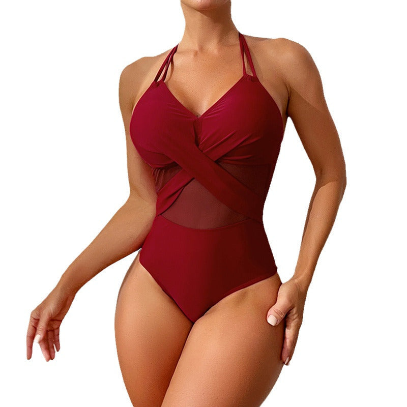 Damen Einteiler-Badeanzug mit elegantem Wickeldesign R&B
