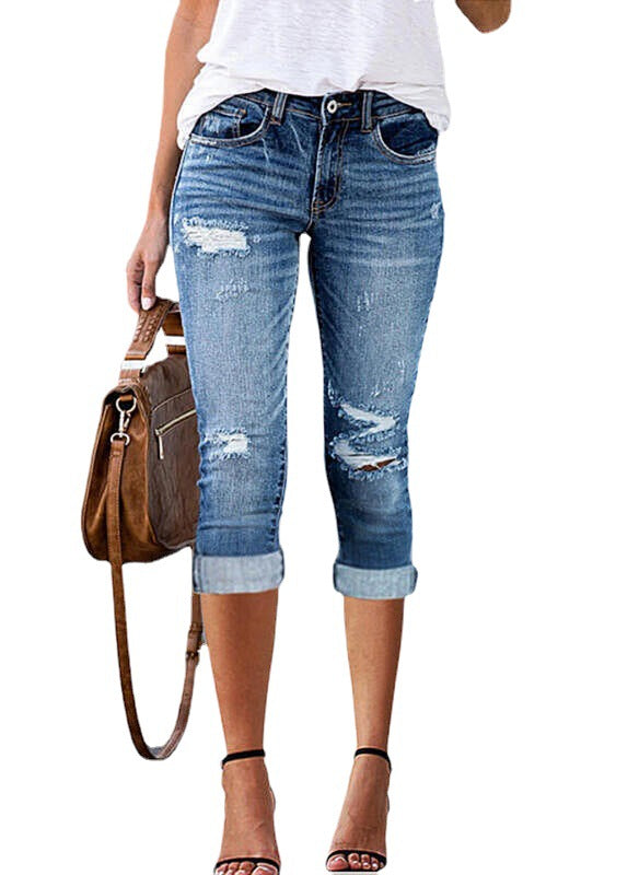 Damen 3/4 Jeans im Used-Look R&B