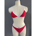 Damen Triangel-Bikini mit verstellbaren Trägern und kontrastierendem Saum R&B