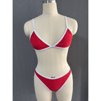 Damen Triangel-Bikini mit verstellbaren Trägern und kontrastierendem Saum R&B