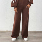 Damen lässige Strickhose mit weitem Schnitt R&B