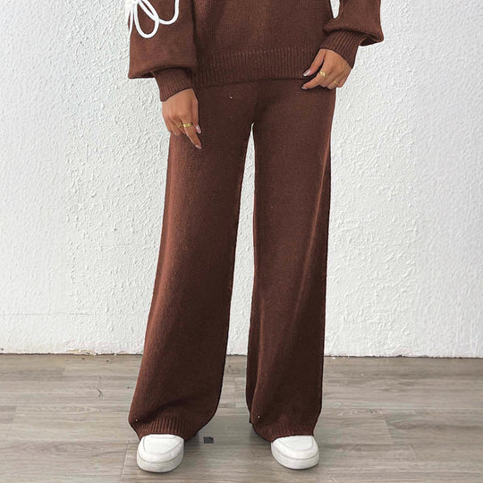 Damen lässige Strickhose mit weitem Schnitt R&B