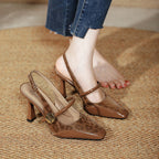 Damen Slingback Pumps mit eleganter Lack- und Velours-Kombination