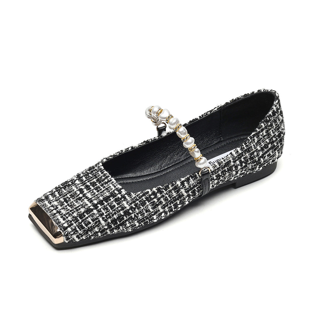 Damen Ballerinas mit eleganter Perlenapplikation und modischem Riemen R&B
