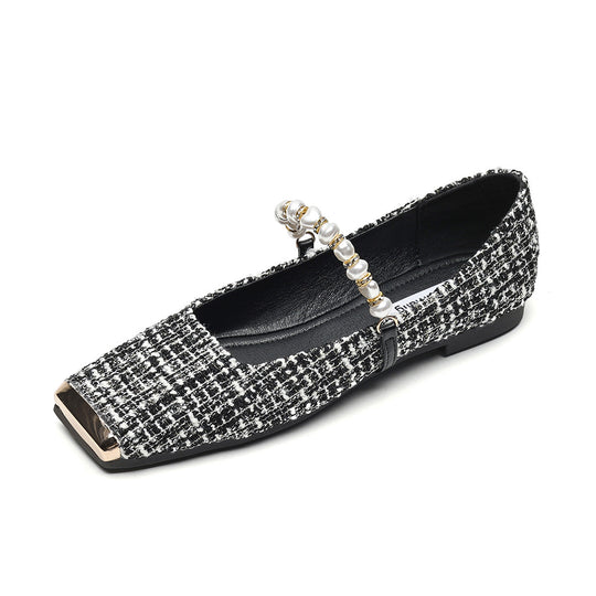Damen Ballerinas mit eleganter Perlenapplikation und modischem Riemen R&B