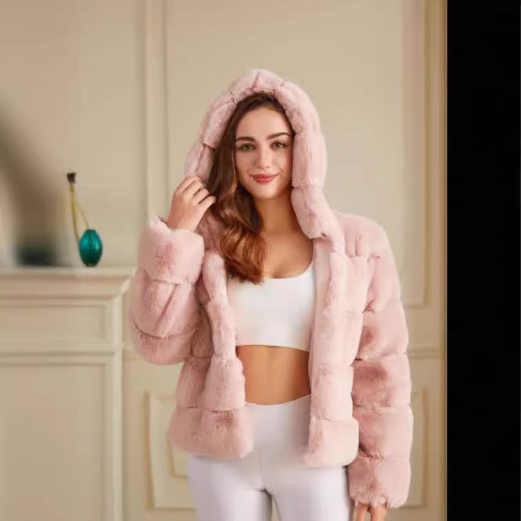 Damen weiche Fleecejacke mit Kapuze R&B