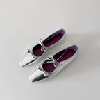 Damen Ballerinas mit schimmernder Metallic-Oberfläche und verspieltem Schleifendetail