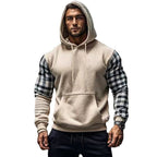 Herren Hoodie mit karierten Ärmeln und Kängurutasche R&B