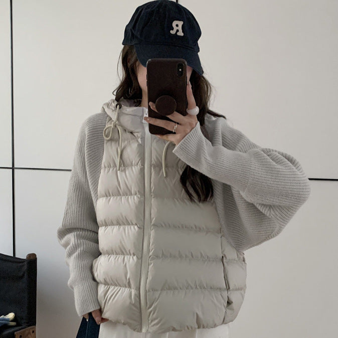 Damen Isolierte Hybridjacke mit voluminösen Ärmeln und Kapuze R&B