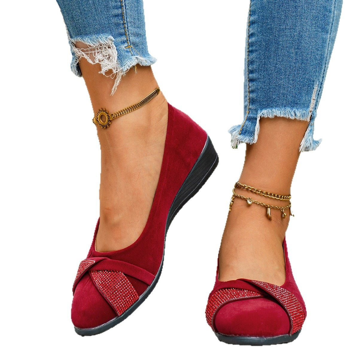 Damen Ballerinas mit funkelndem Strassband R&B