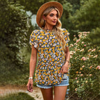 Damen Bluse mit Volantärmeln und frechem Muster R&B