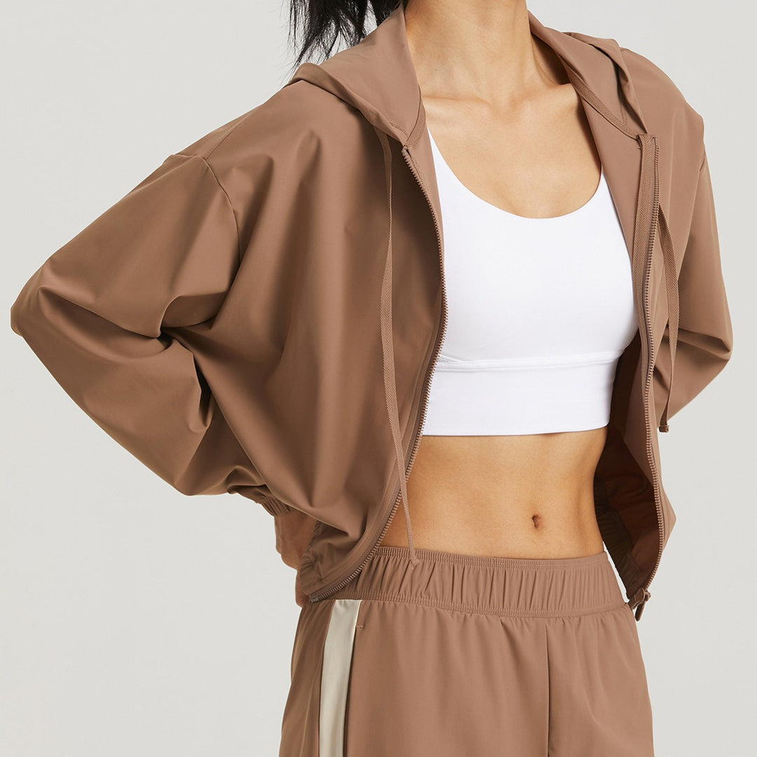 Damen Sportliche Kapuzenjacke mit großzügigem Schnitt und atmungsaktiver Materialkombination R&B