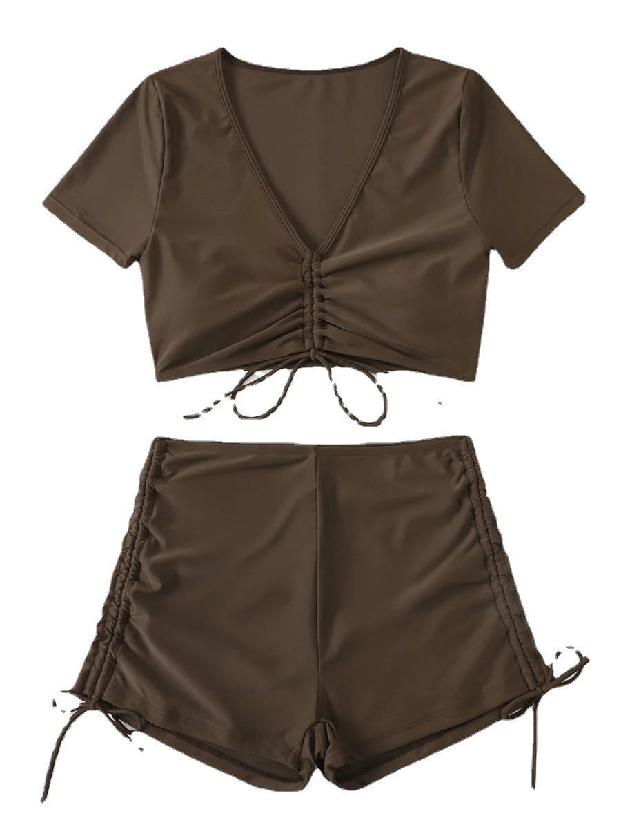 Damen Crop-Top Badeanzug-Set mit verstellbarem Design