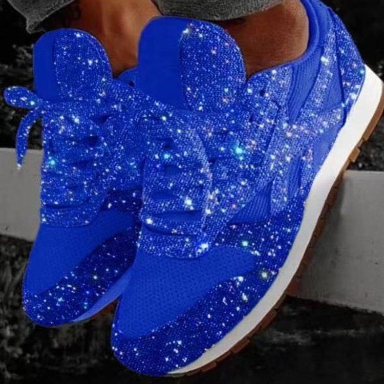 Damen glitzernde Sneakers mit atmungsaktiver Netzstruktur und rutschfester Sohle EB