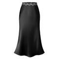 Damen eleganter Satin-Rock mit Spitzenbund R&B