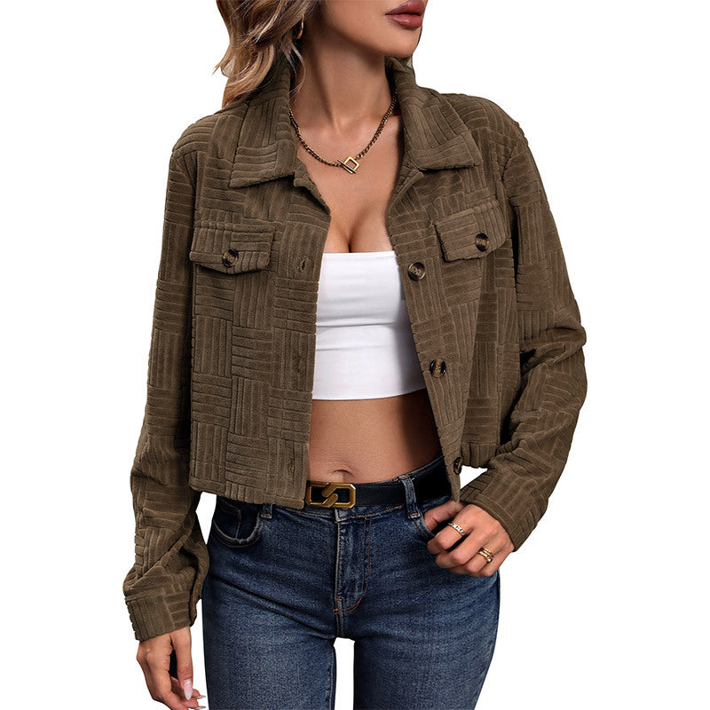Damen Kurzjacke mit strukturiertem Korddesign R&B