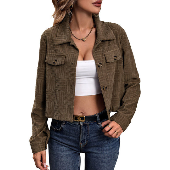 Damen Kurzjacke mit strukturiertem Korddesign R&B