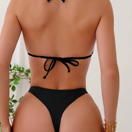 Damen Bikini-Set mit verstellbaren Trägern und modischen Ringdetails R&B