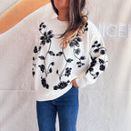 Damen lässiger Pullover mit floralem Stickdesign und modernem Schnitt R&B