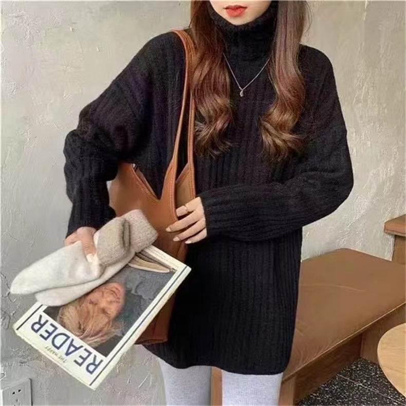 Damen Hochgeschlossenes Strickoberteil mit asymmetrischem Schnitt und feiner Rippstruktur R&B