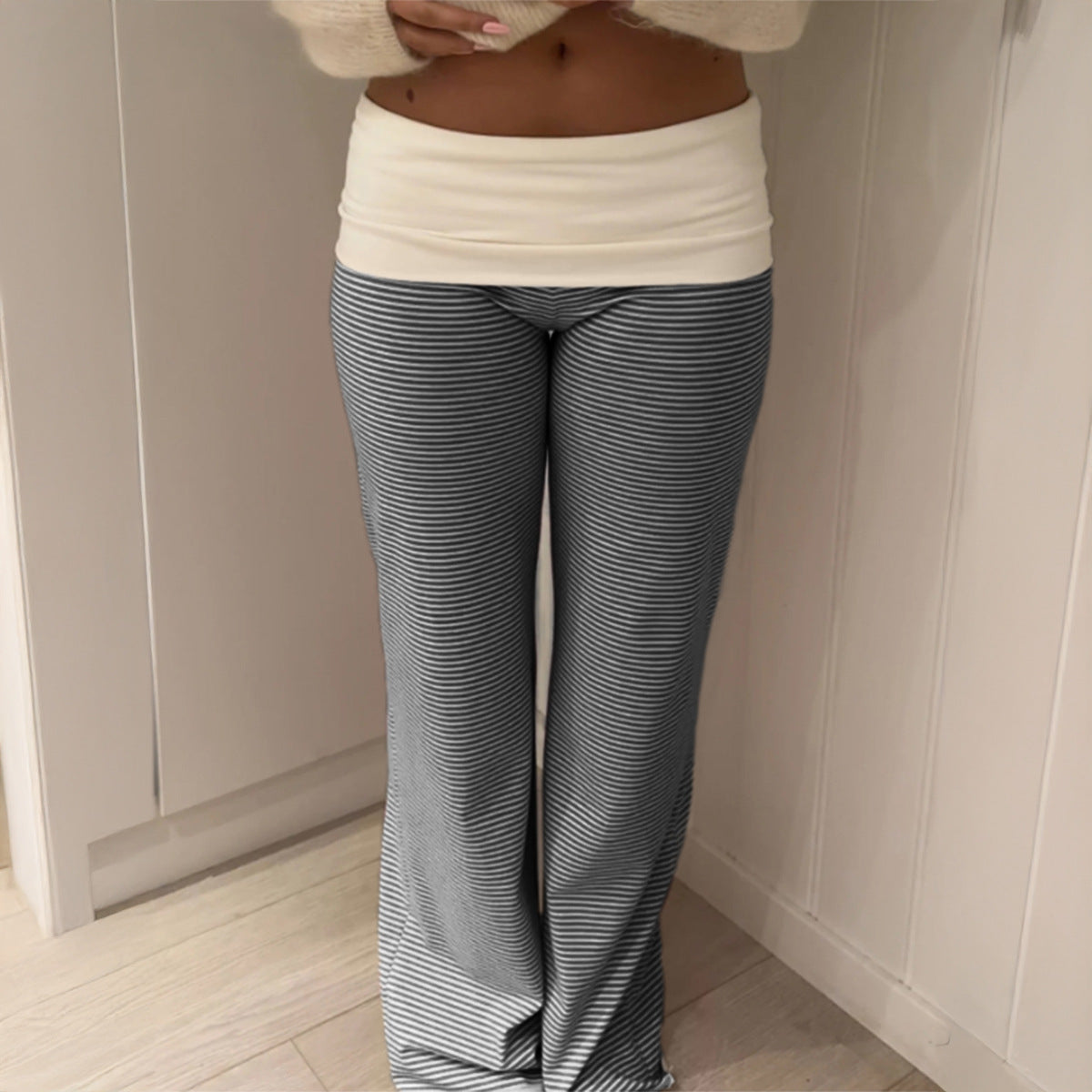 Damen Hochtaillierte Maxi-Hosen im Streifenlook R&B