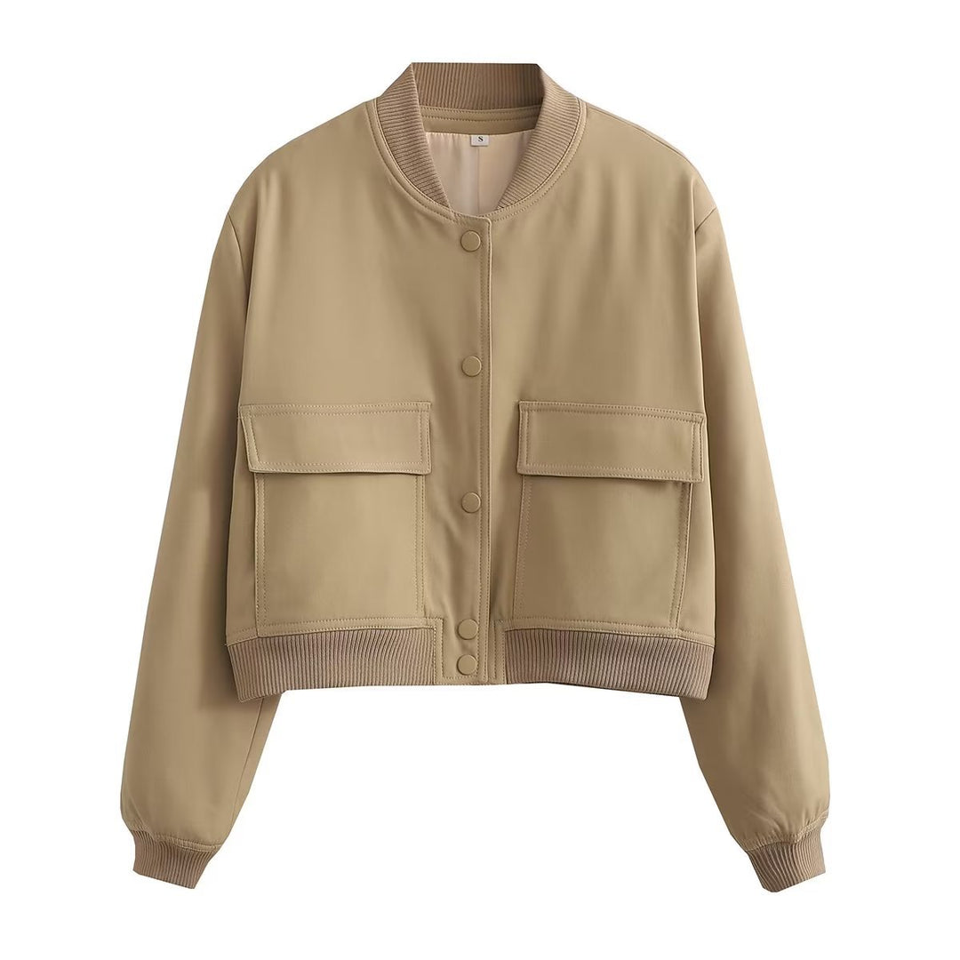 Damen sportliche Bomberjacke mit wattiertem Innenfutter und praktischen Taschen R&B