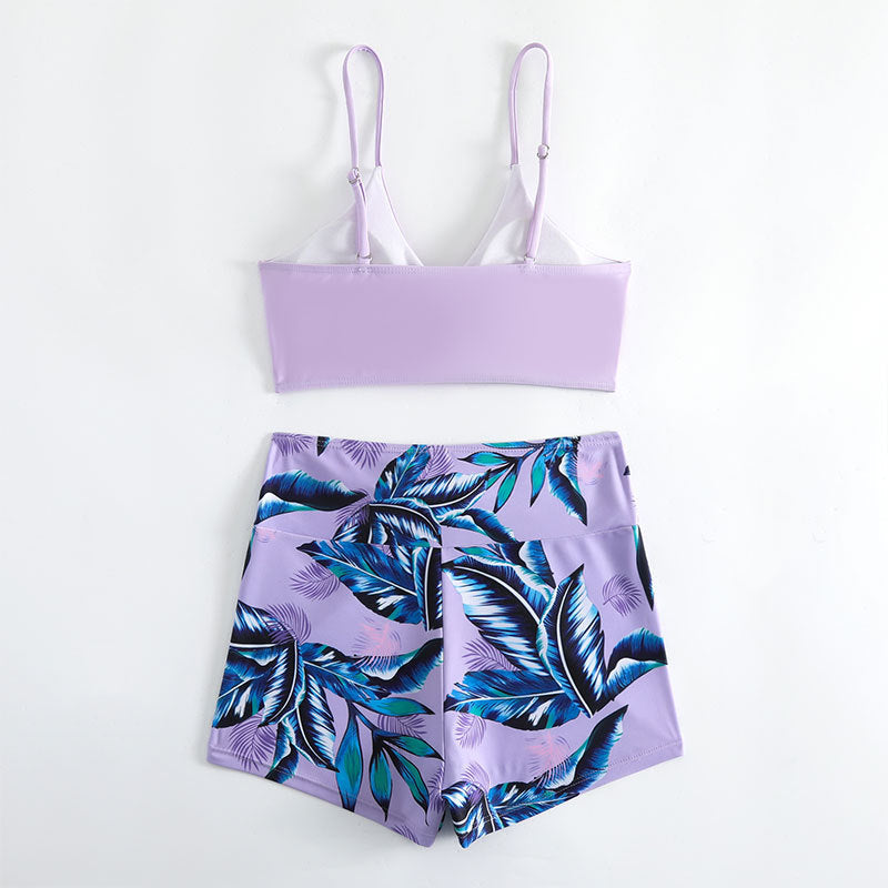 Damen Bikini-Set mit lässigem Crop-Top und verkürzten Shorts R&B