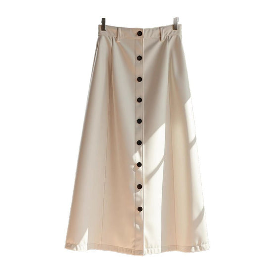Damen Eleganter Maxirock mit Knopfdetails und hohem Bund R&B