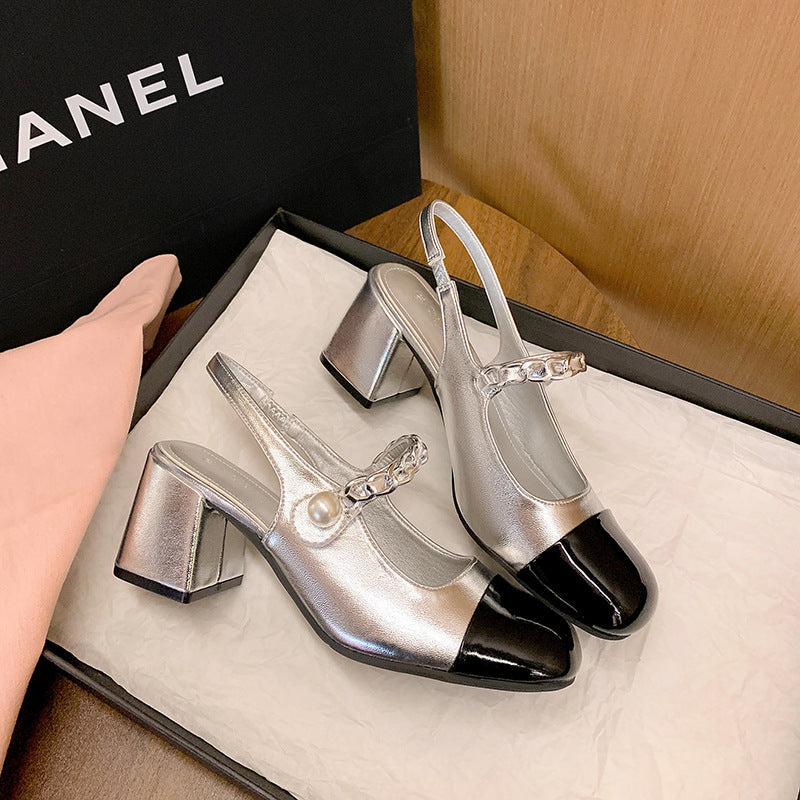 Damen Elegante Slingback-Pumps mit Perlenakzent