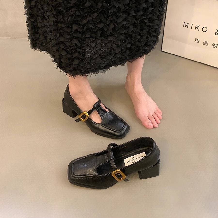 Damen elegante Mary Jane Pumps mit auffälliger Schnalle R&B